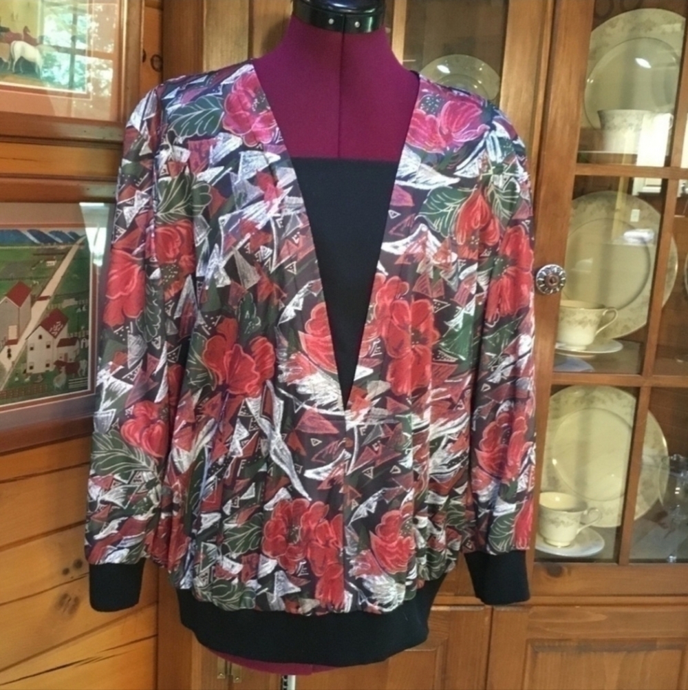 Plus Size Petite Womens Floral Blouse Long Sleeve 18P